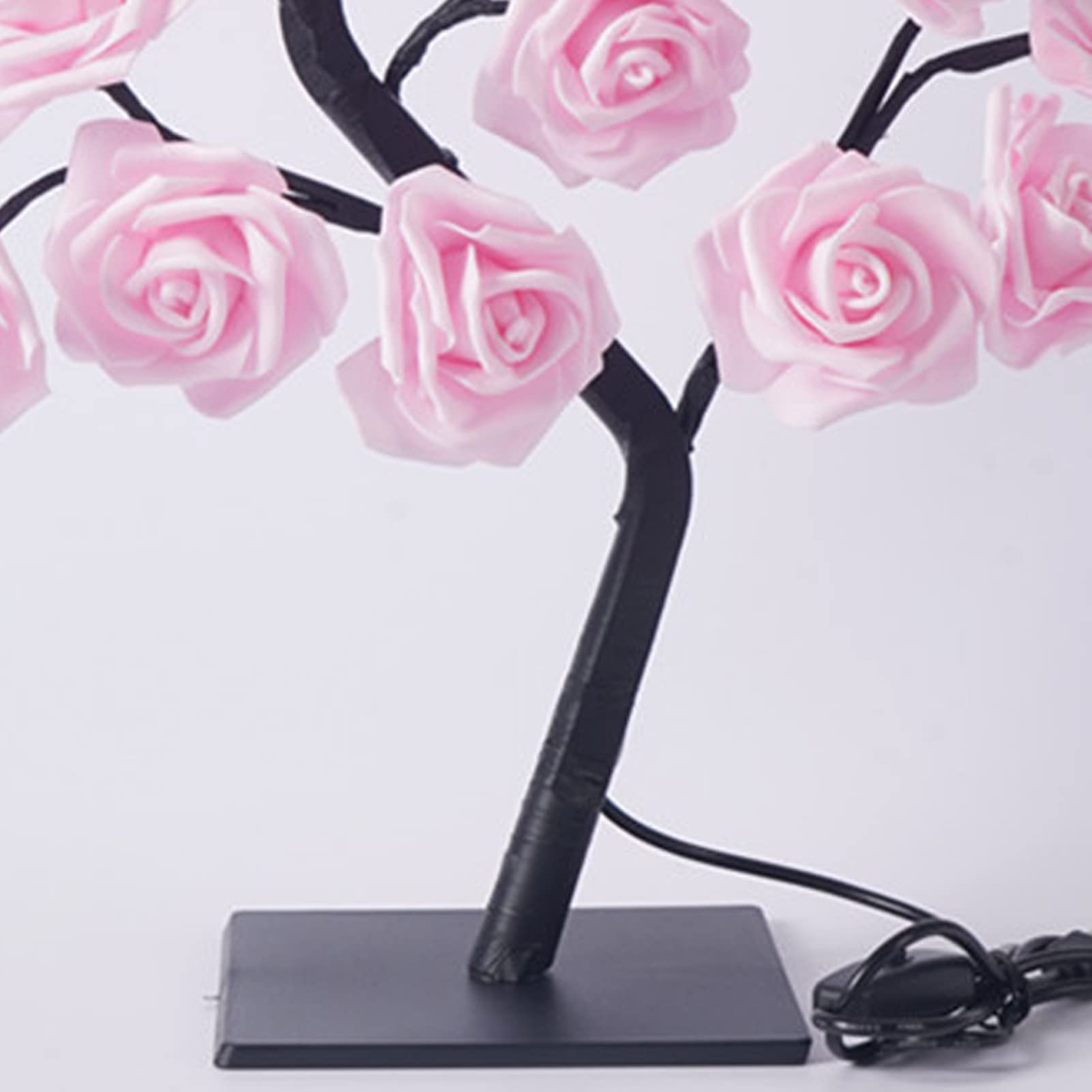 Fanshunlite Albero Bonsai Rosa Con 24 LED E Telecomando - 18 Colori, Lampada Da Tavolo Decorativa 45,7 Cm - 3
