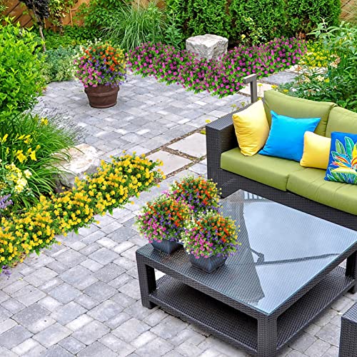 20 Bundles Artificial Flowers Outdoor Fake Flowers For Home Decoration, Uv Resistant Faux Plastic Greenery Shrubs Plants For Hanging Garden Porch Window Box Décor In Bulk Wholesale, 5 Colors #TOP4