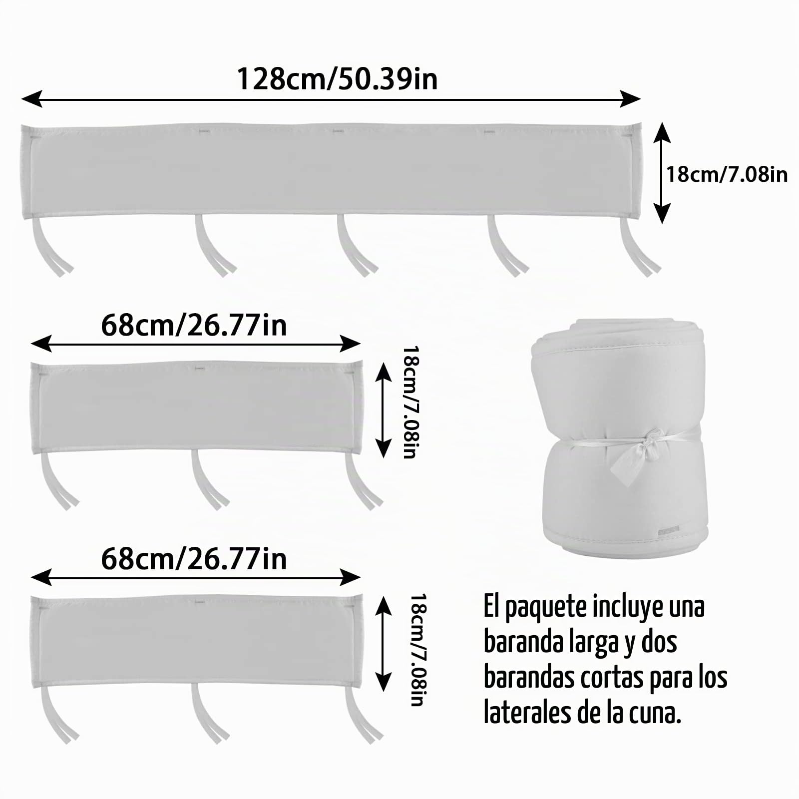 DERCLIVE Juego de 3 cubiertas para riel de cuna, protector de dentición para bebé, protector de mordedura suave para cuna