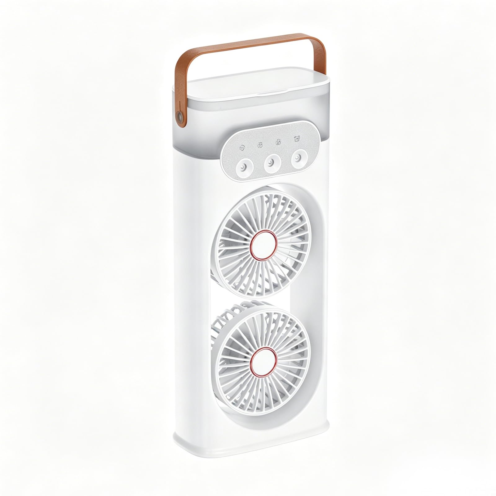 Ventilador humidificador de doble cabezal portátil con tanque de 400ml y temporizador