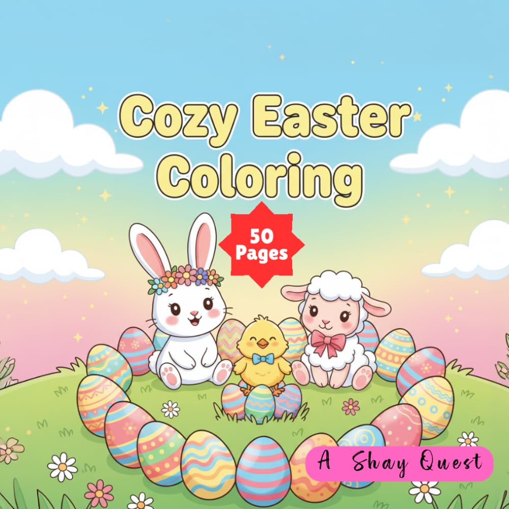Cozy Easter Coloring: 50 Cute and Cozy Springtime Illustrations Filled with Easter Bunnies, Eggs, Flowers, and Sweet Holiday Scenes