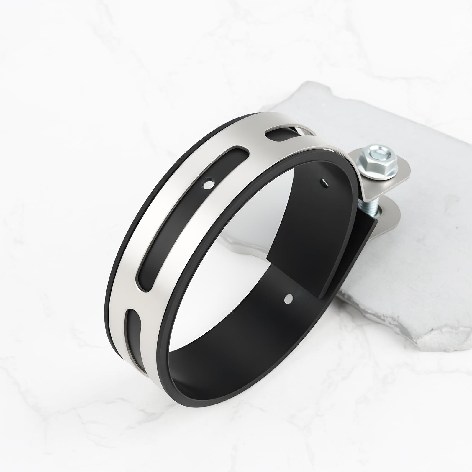 EMSea 2pcs Supports de Fixation pour Silencieux D'échappement de Moto de 100 mm avec Collier de Serrage