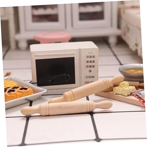 Miniatura 5 de Mini rodillo de madera para decoración del hogar, utensilios de cocina de madera para rodar, rodillo francés para mini casa de prensa de