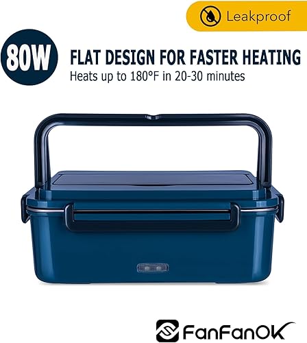 Miniatura 2 de Fiambrera eléctrica calentador de alimentos portátil de 80 W con contenedor de acero inoxidable de 1.8 L para automóvil, camión, hogar, trabajo,