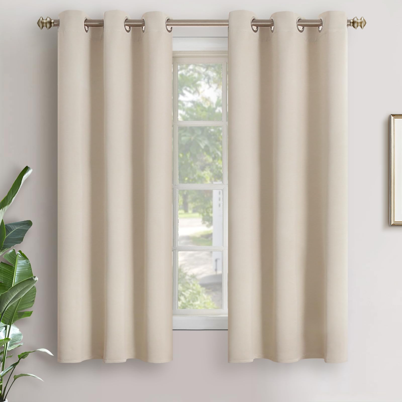 YoungsTex Champagne Room Darkening Curtains 63 Inches Length for Bedroom - Thermal Insulated with Grommet Blackout Window Drapes for Living Room, 2 Panels, 34 x 63 Inch โ image 1
