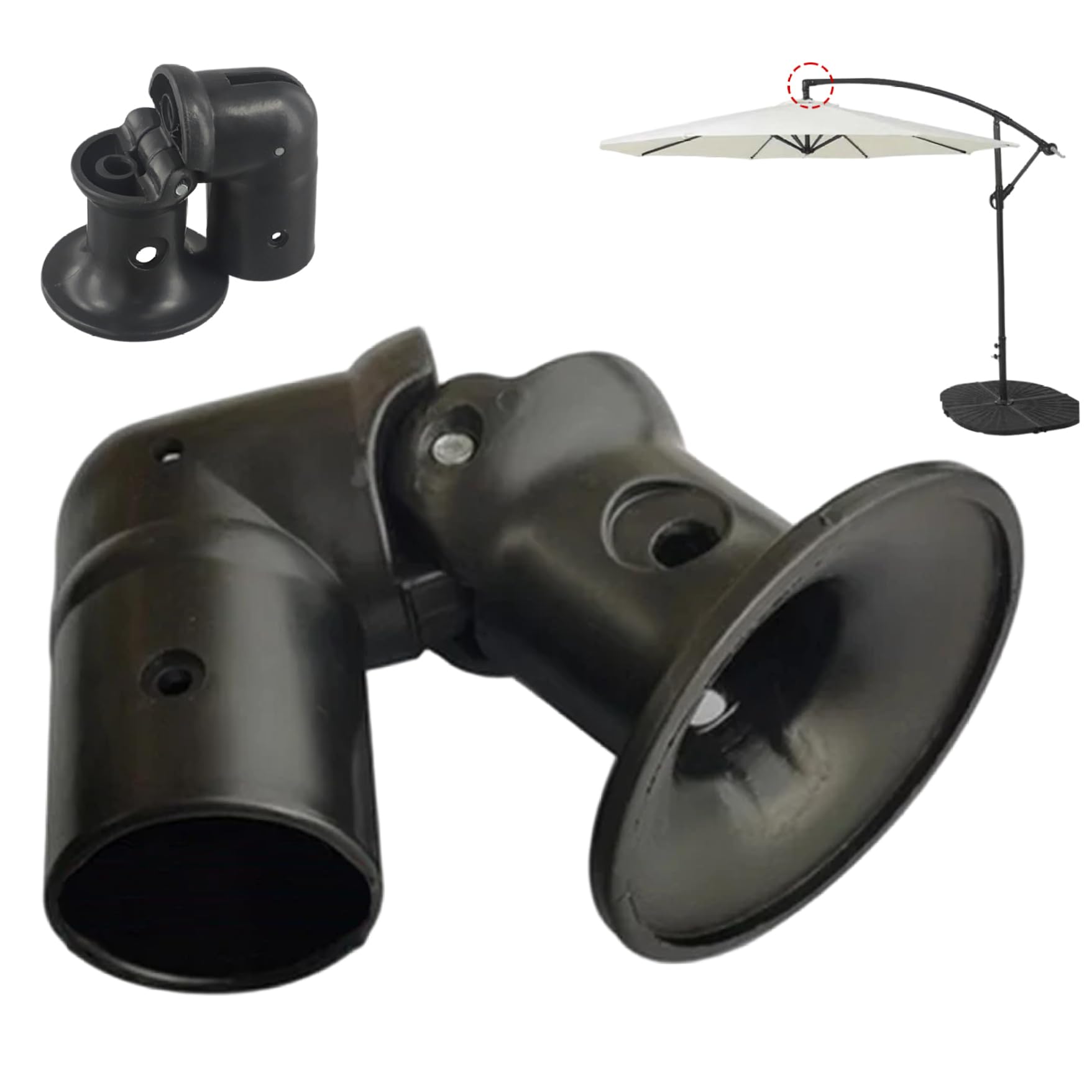 NASSMOSSE Patio Umbrella Replacement Parts 1.7" Diameter Bend Head Patio Umbrella Parts Steering Bracket for Outdoor Courtyards
