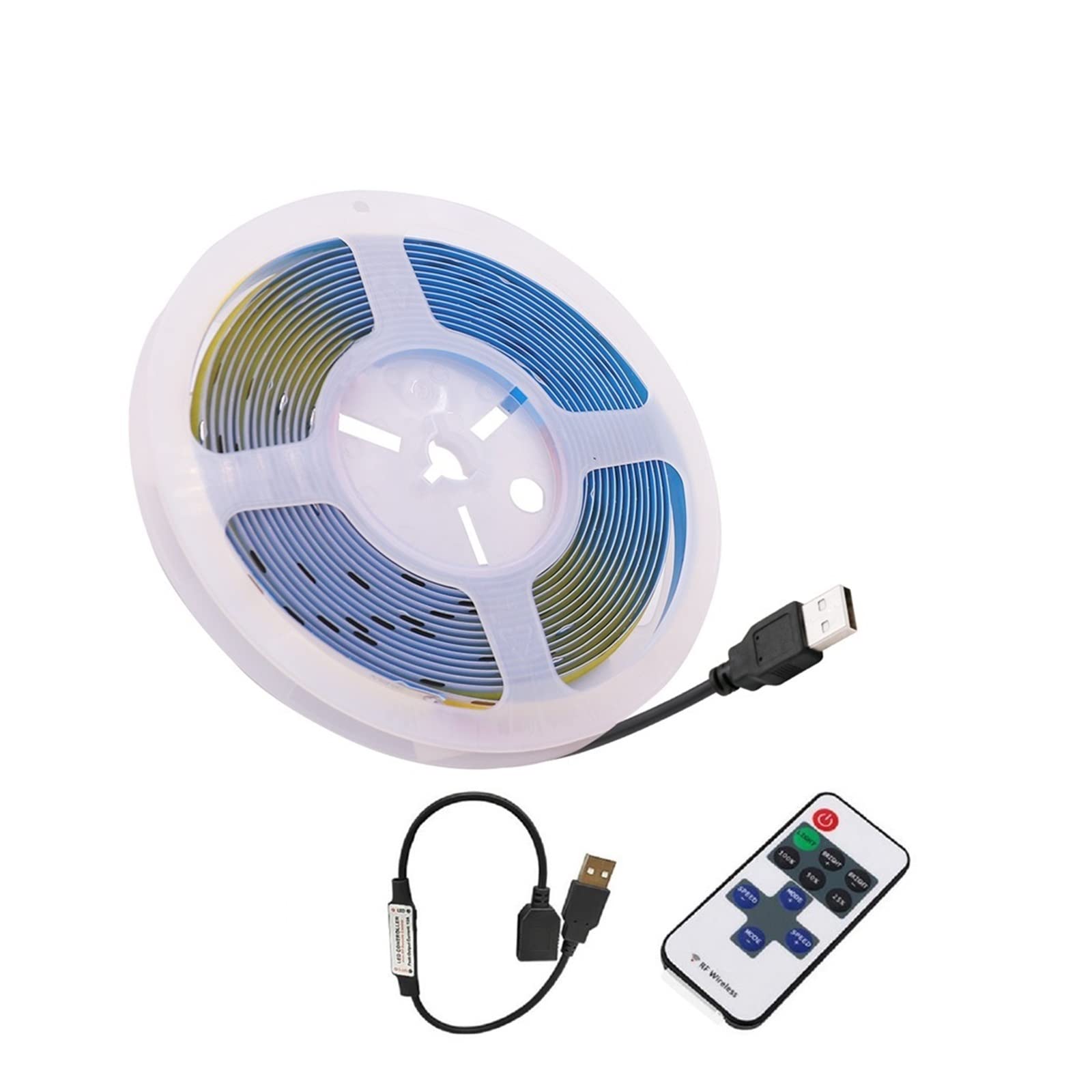 Taśma LED COB 5V Zasilana baterią USB 320LED/m Gęstość Liniowe Linghting Elastyczne taśmy Białe DC5V (Kolor: Zimna biel, Rozmiar: Remote_5M)