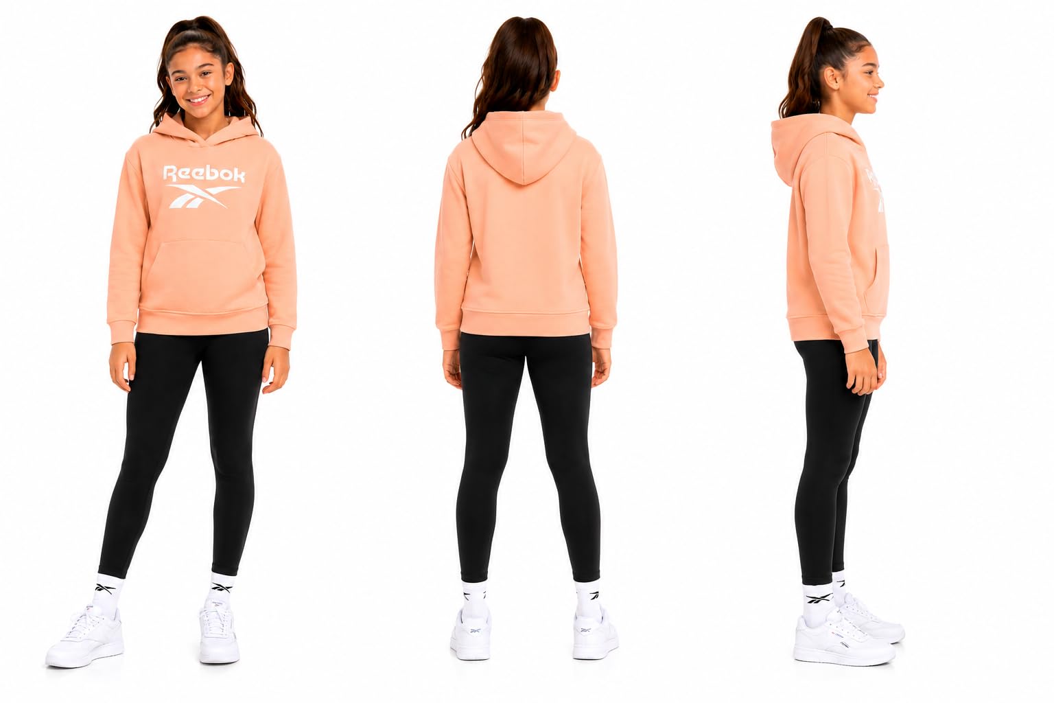 Reebok Mädchen-Kapuzenpullover – weiches Fleece, mittelschwer, Kinder-Kapuzenpullover, modisch, lässig, Herbst und Winter