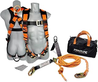 Frontline Combatâ„¢ Roofers Kits RK050V50 Complete with Combatâ„¢ Harness, Anchor, Lifeline, and Uffel bag. Universal sizing, safety orange color. Ideal for roofing, construction