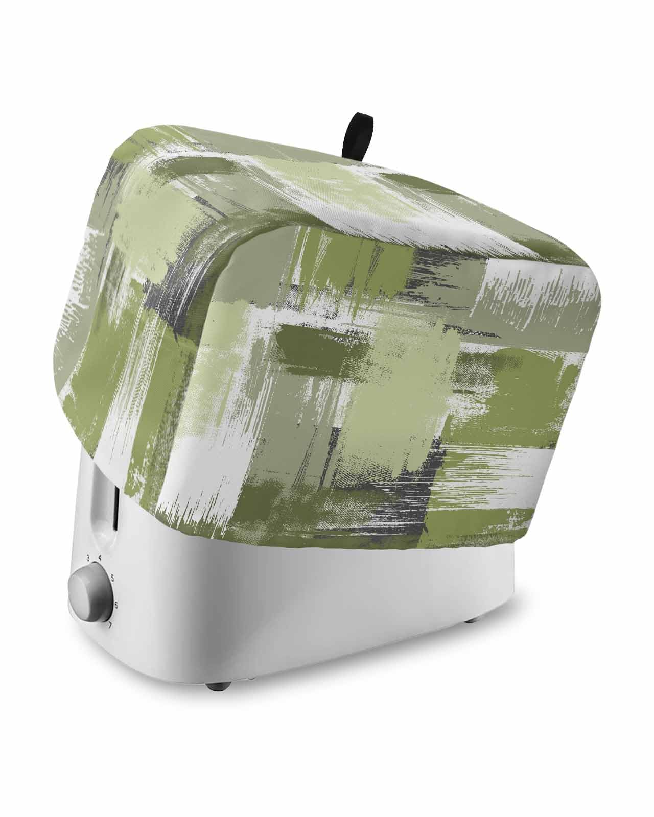 Sage Green 4 Slice Toaster Cover Small Appliance Cover Toaster Dustproof Fingerprint Protectors Machine Washable, Gradient White Farmhouse Country Smear Art