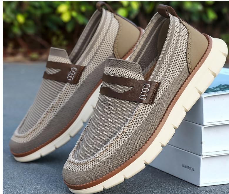 Plus Size Men's Breathable Slip On Loafer Shoes, Comfy Non Slip Stitched Walking Shoes for Men's Outdoor Activities2