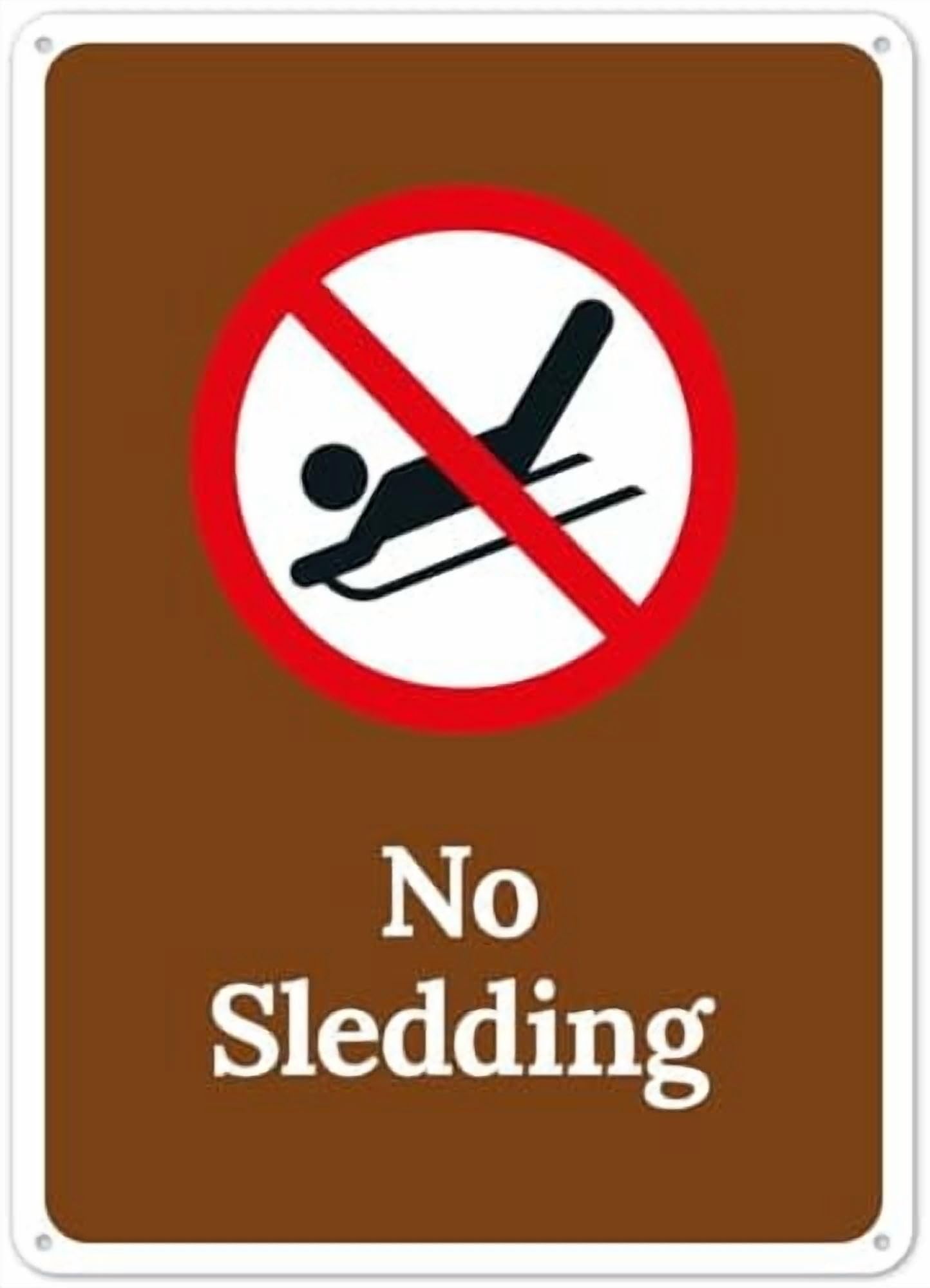 (2-Pack) Metal Tin Sign No Sledding Sign, Facility Signs NO.2452 Sign 8x12 Inch - Clear Warning for Home & Use