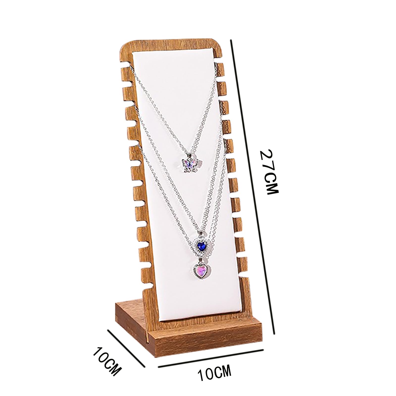 2-Pack Walnut Leather & Bamboo Jewelry Display Stands - Necklace Organizer Boards (White) - View #2