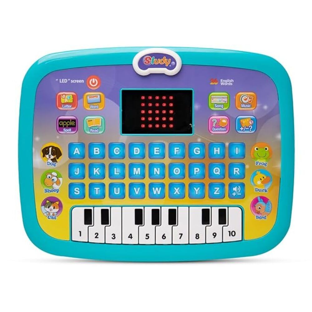 Educational Learning Kids Laptop Tablet with LED Screen Music Fun Toy Activities Computer Plus Piano for Kids and Toddlers from 1- 8 Years Old