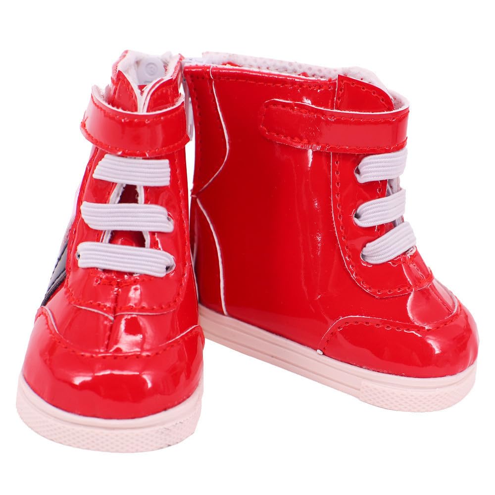 Uterui 18in Doll Boots 46cm American Doll Lace-up Leather Shoes Costume Accessory
