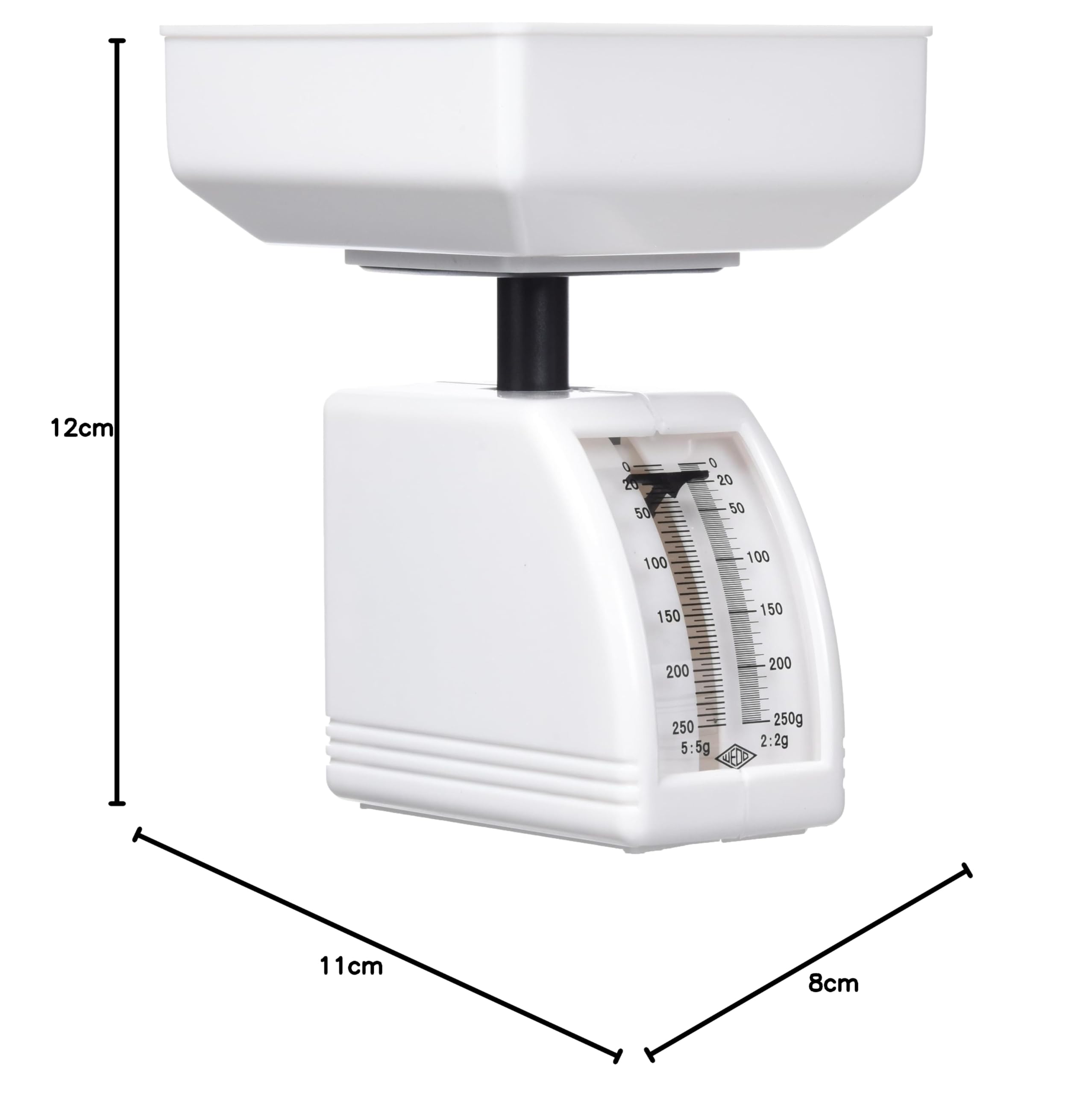 Wedo 249862000 Handy Bilancia a Molla con Vaschetta 250 g, Bianco