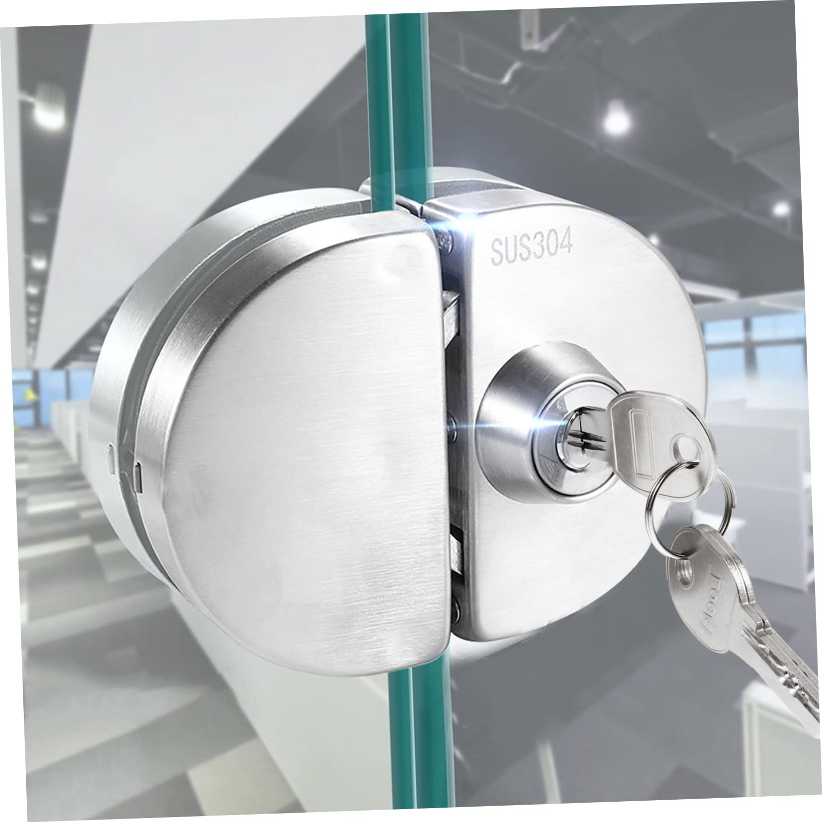WOONEKY Serrure de Porte Sécurité Renforcée en Acier Inoxydable 304 avec Double Loquet pour Porte Vitrée Double Battant ou Portail D'appartement