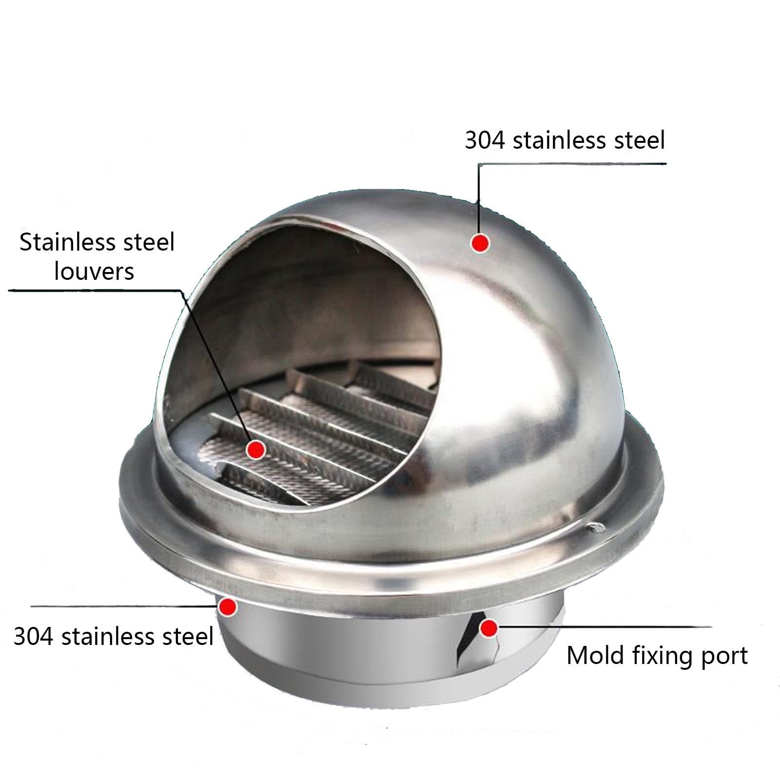 Rejilla De Ventilación para Chimenea, Tapa De Chimenea De Acero Inoxidable, Campana De Pared con Malla Resistente A La Intemperie, Adecuada para La Ventilación (D-13.7)