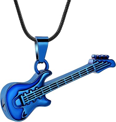 memorial jewelry Musical Instrument Cremation Necklace for Women&Men Guitar Urn Necklace for Ashes
