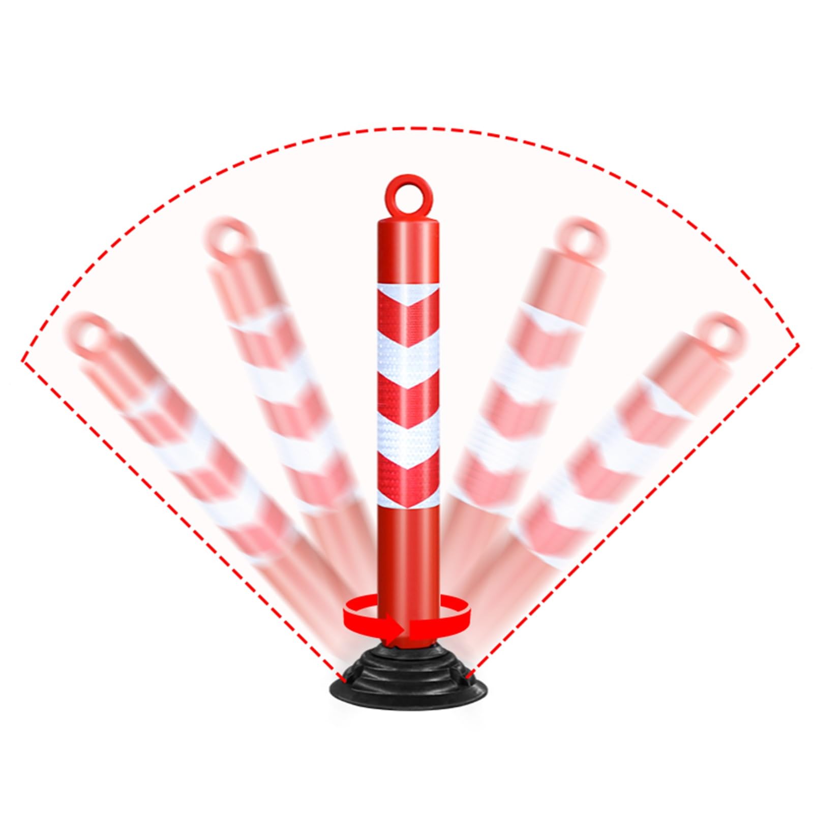 Generico Pali di delimitazione Stradale Riflettenti con Base in Gomma Rimovibile - Pali a Molla Flessibili per Strade e autostrade, Coni di Sicurezza da 55 cm (21,5")