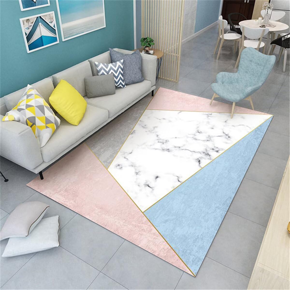 Tapis Moderne Salon Tapis Chambre Bébé Rectangle de Chambre Fille Rose Doux et Confortable Peut être personnalisé Tapis Terrasse Exterieur 90X150CM