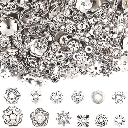Dimensioni:12 stile totale di 384 perline in argento tibetano, 32 pz per stile. La dimensione più GRANDEs è 8mm (0.31 pollici), la dimensione più piccola è 6mm (0.24 pollici), e i fori sono compresi tra 1mm (0.04 pollici) e 2mm (0.08 pollici)