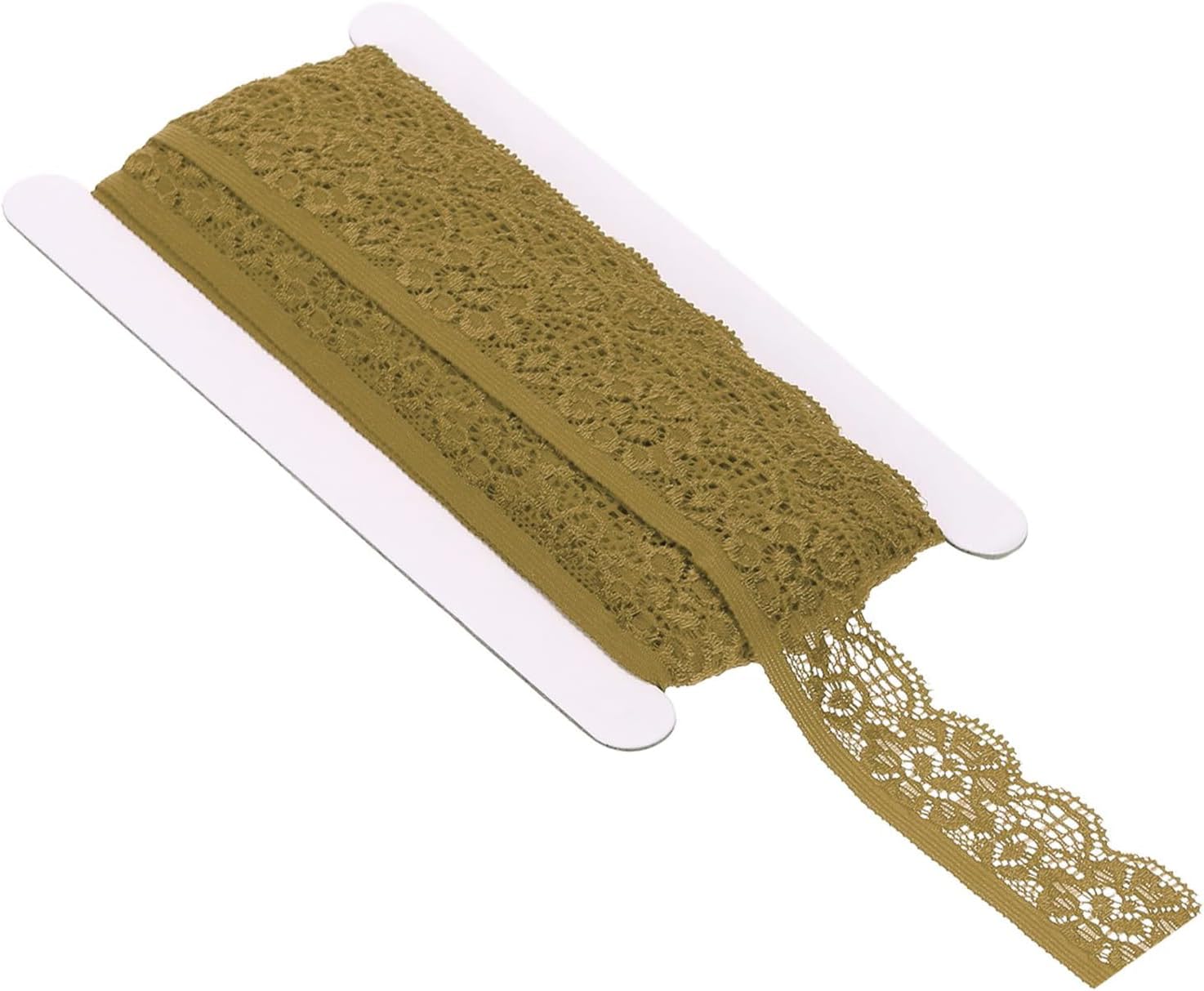 Unifizz Stretch Lace Trim Ribbon 2.5 cm × 10 Yards – Soft Nylon Spandex Floral Crochet Lace for Sewing, Dressmaking, DIY Crafts, Fabric, Wedding Decoration and Gift Wrapping, Dark Yellow