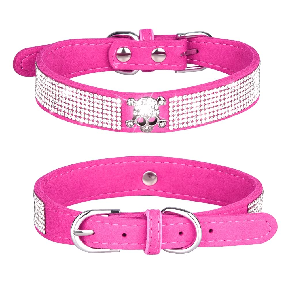 Rhinestone Dog Collar, Cute Dazzling Sparkling Soft Suede Leather Dog Cat Rhinestone Collar Crystal Diamond Pet Dog Puppy Collar (S, Black) — view 33