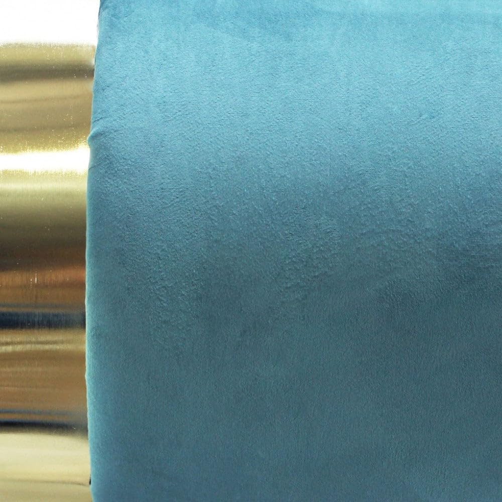Pouf Contenitore Rotondo in Velluto Ottanio con Diametro 37xH40 cm