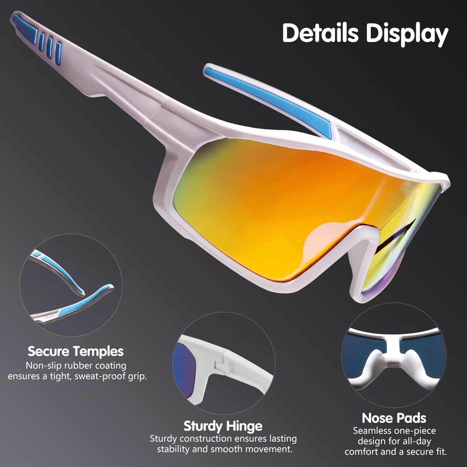 EYEBUDDY Sonnenbrillen für Kinder, Jugend, Baseball, Sonnenbrille, Jungen, Mädchen, Softball, Sport, UV400, Alter 6-12 Jahre