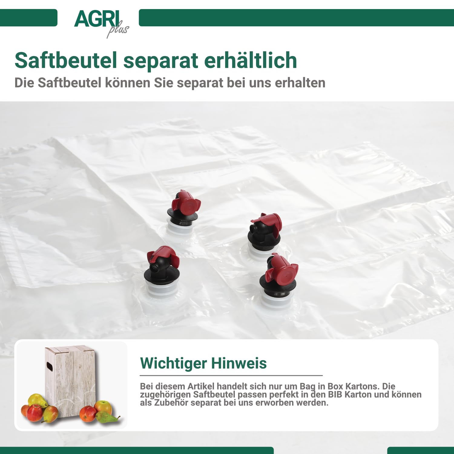 AGRI plus Karton für Bag-in-Box Beutel I 5 Liter I 50 Stück I Ohne Beutel I Hochwertige Karton-Box mit Rote-Äpfel-Motiv I Bis zu 40 x wiederverwendbar I Bag-in-Box für Apfelsaft, Saft & Wein