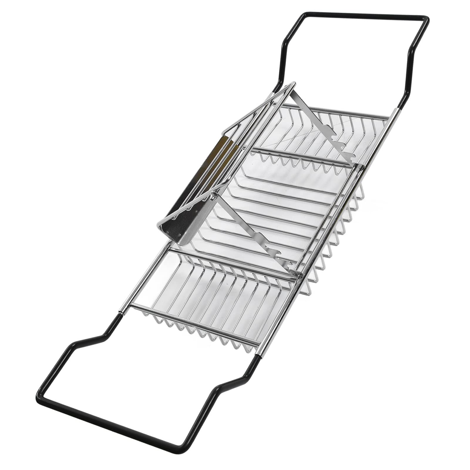 less Estante para bañera de acero, bandeja de metal para bañera, estante de baño retráctil para libros y copas de vino, bandeja para bañera de acero 304 less con soporte para