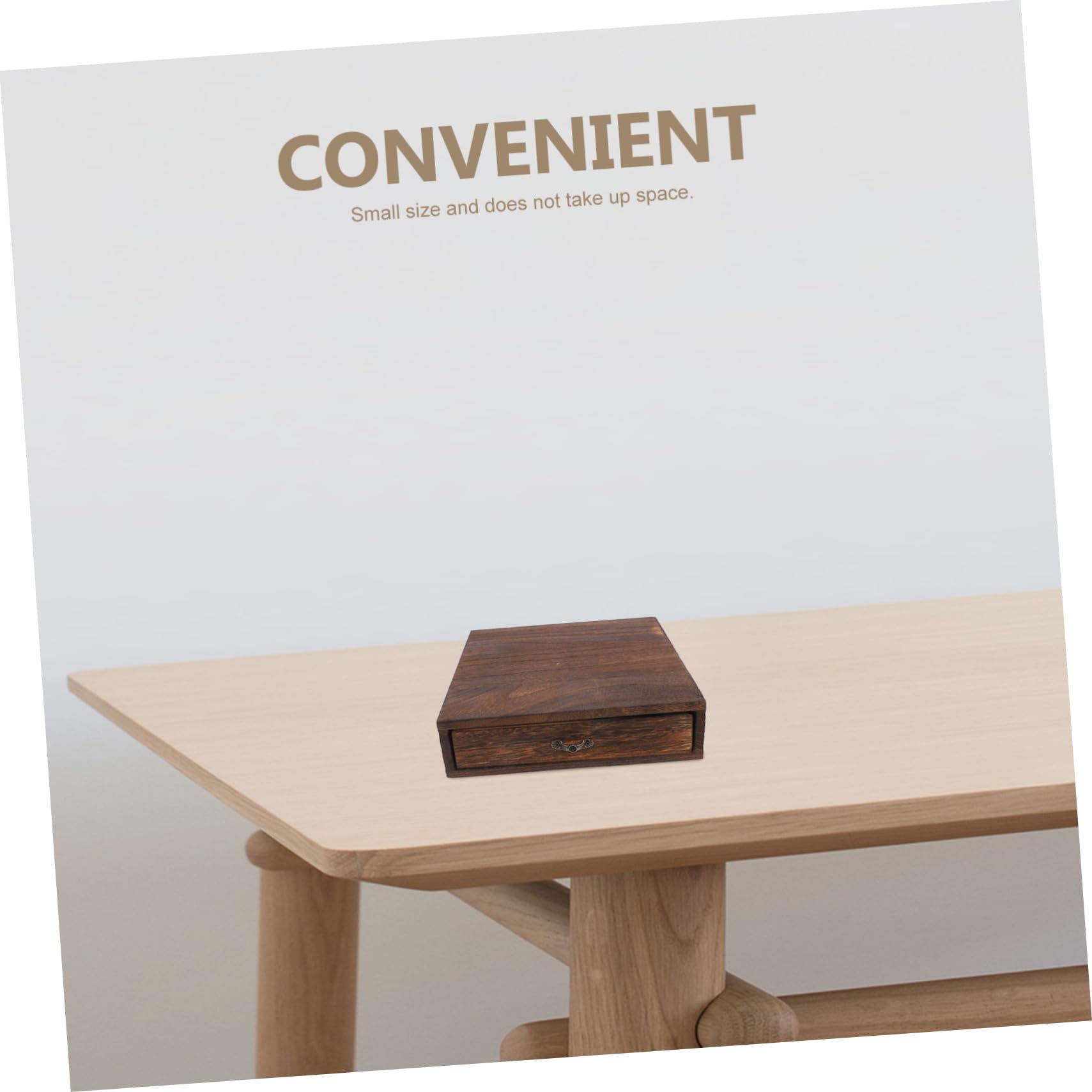 Drewniany organizer na biurko 23 cm x 22 cm x 6 cm z szufladą do przechowywania biżuterii i akcesoriów do domowego biura i studia - stylowe i funkcjonalne rozwiązanie do przechowywania na biurku
