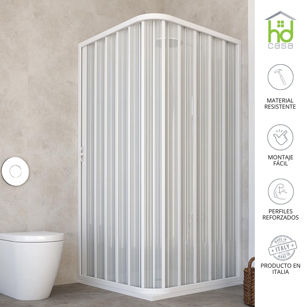 Cabine Paroi De Douche Demi-circulaire Pliante En Pvc Blanc H 185 Mod Flex Avec Ouverture Laterale 90x70 43619491
