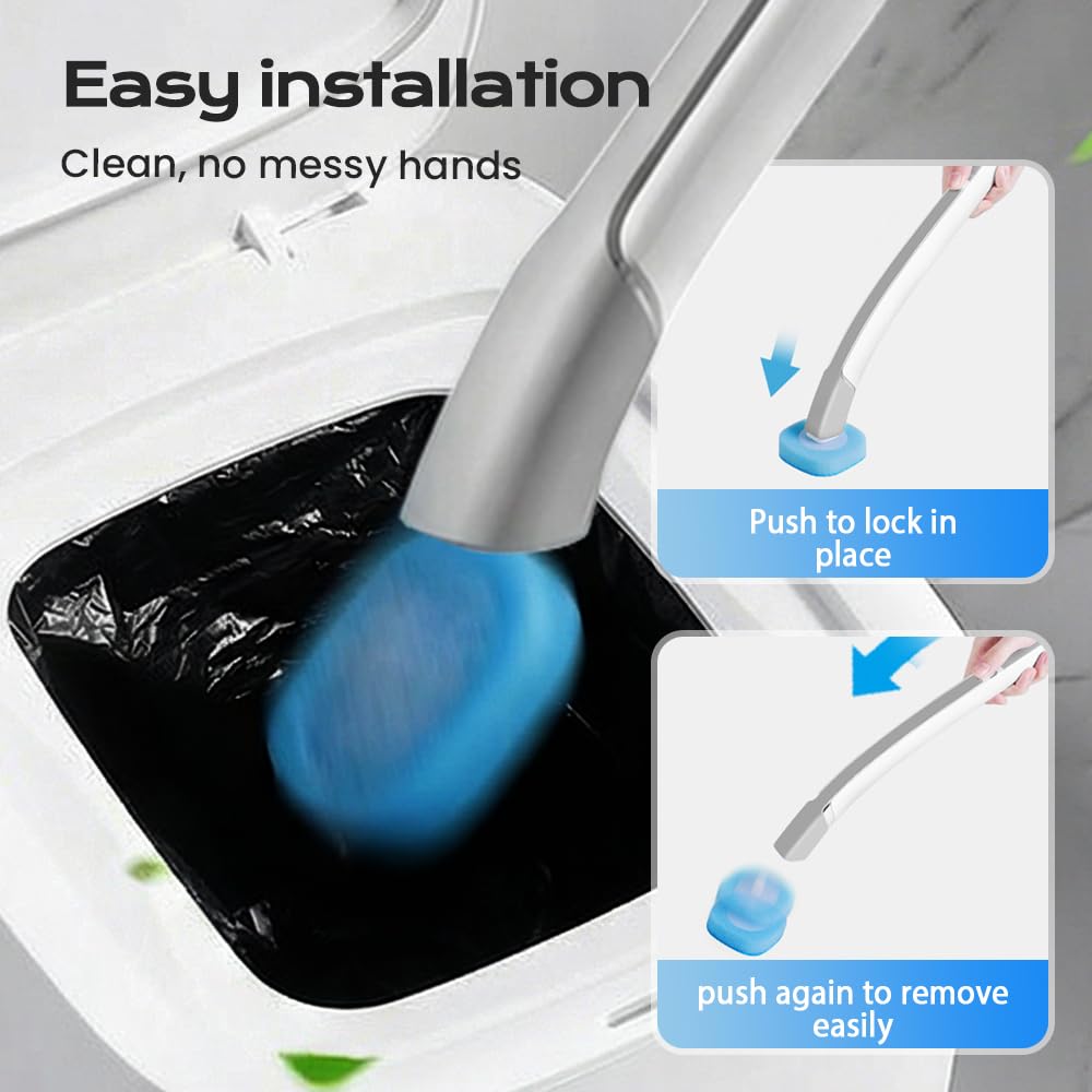Kit de cepillo de inodoro 2026, incluye 16 recambios de limpiador, varita de inodoro montada en la pared, herramienta de limpieza de baño para inodoro, fregadero y bañera, fácil almacenamiento y uso