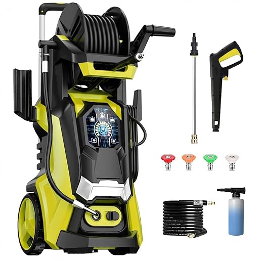 Pressure Washer Power Washer with Touch Screen and Foam Cannon, 5000PSIIMAX, High Pressure Cleaning Machine for Cars, Fences, Patios, Decks and Driveway
