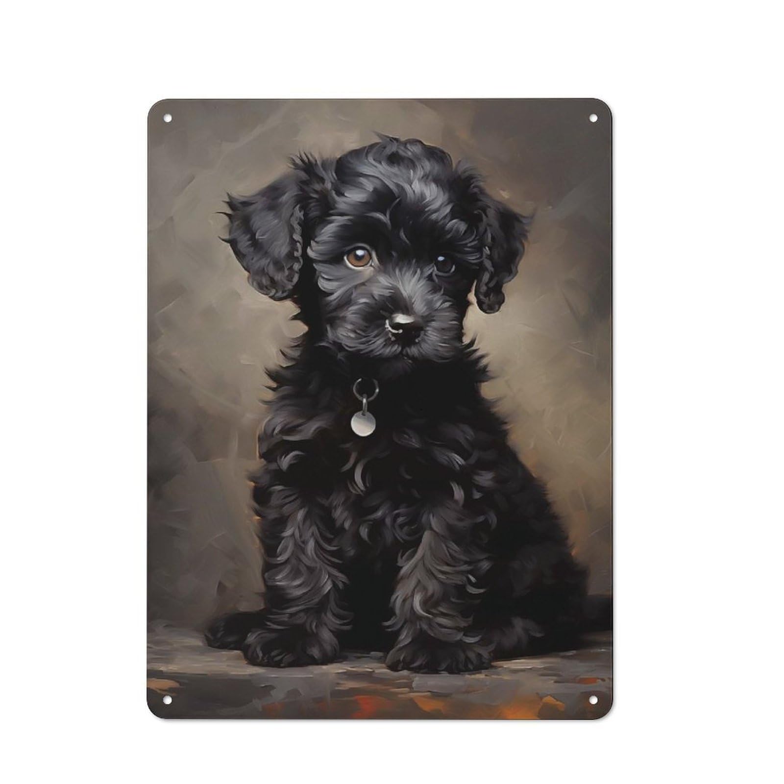 Junmoney Style-7 Black Poodle Puppy Retro Metal Wall Sign 40X30cm For Living Room Or Hallway, For Collectors Decorating Living Rooms And Hallways
