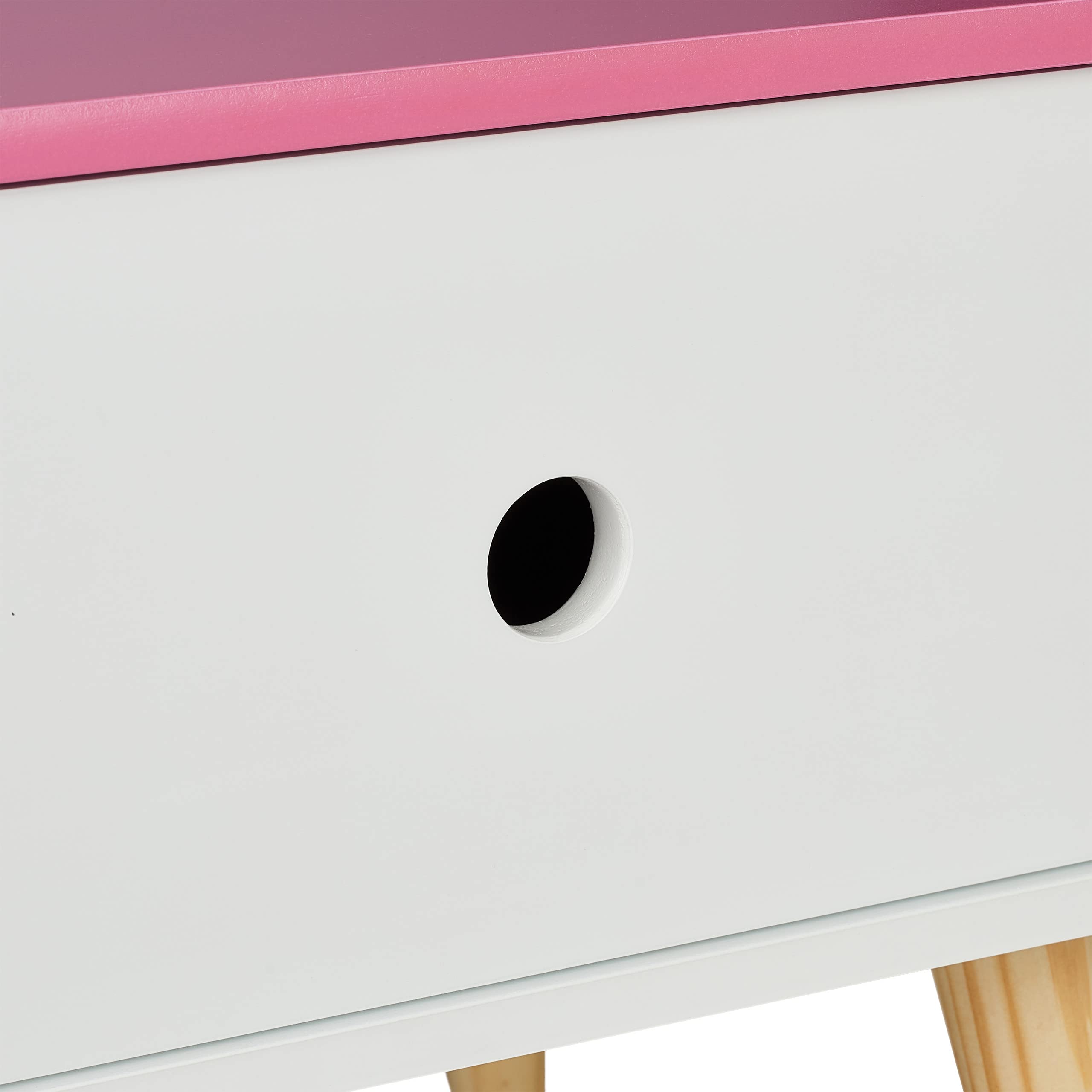 Relaxdays Table de Chevet pour Enfant, avec tiroir, HLP 31x38x30 cm, Chambre, Petite Commode, Bois et MDF, Blanc-Rose