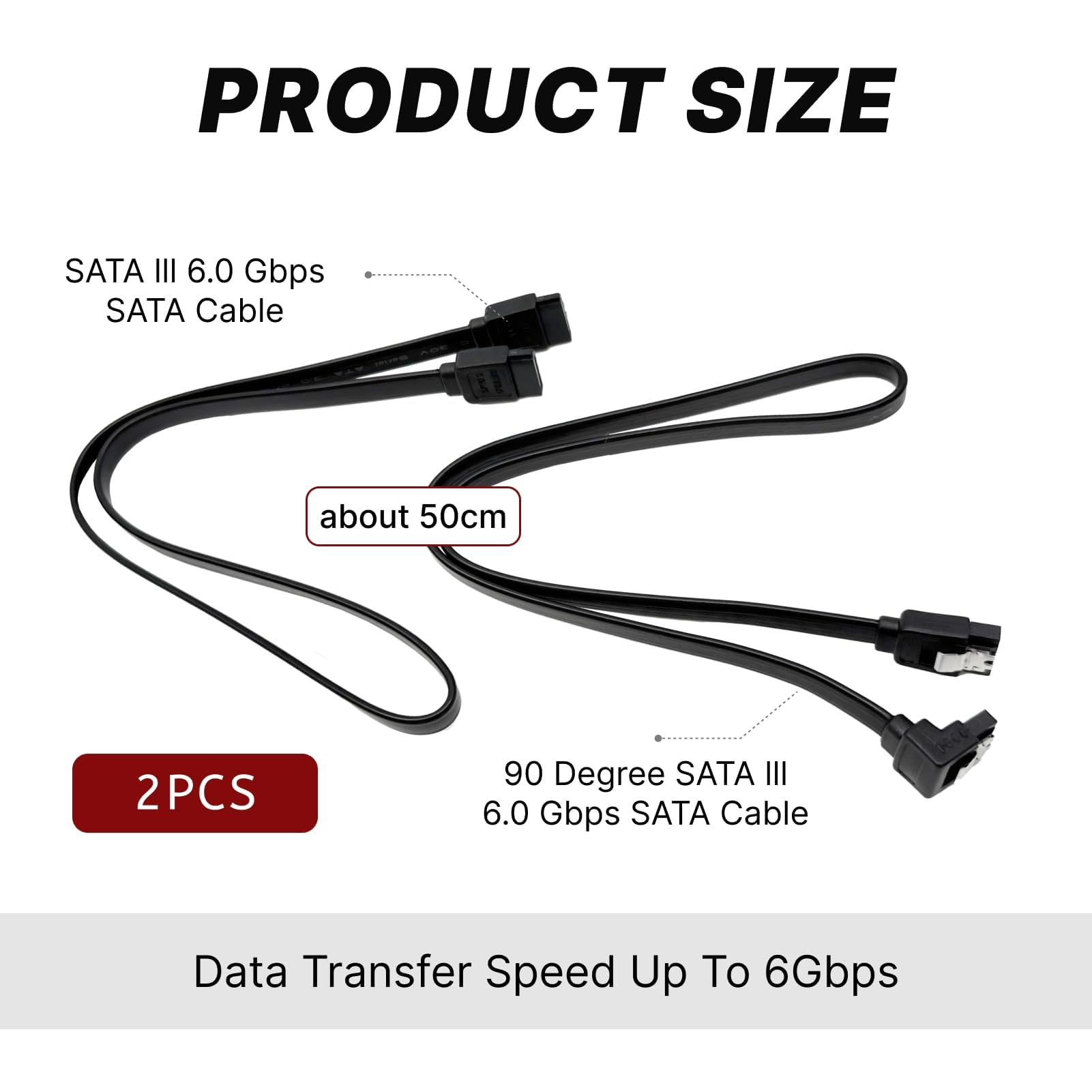 Umfassendes Daten- und Stromkabel Kit für SATA III – mit geraden & 90° Kabeln, Power-Splitter und Molex-Adapter, ideal für SSD/HDD, schwarz