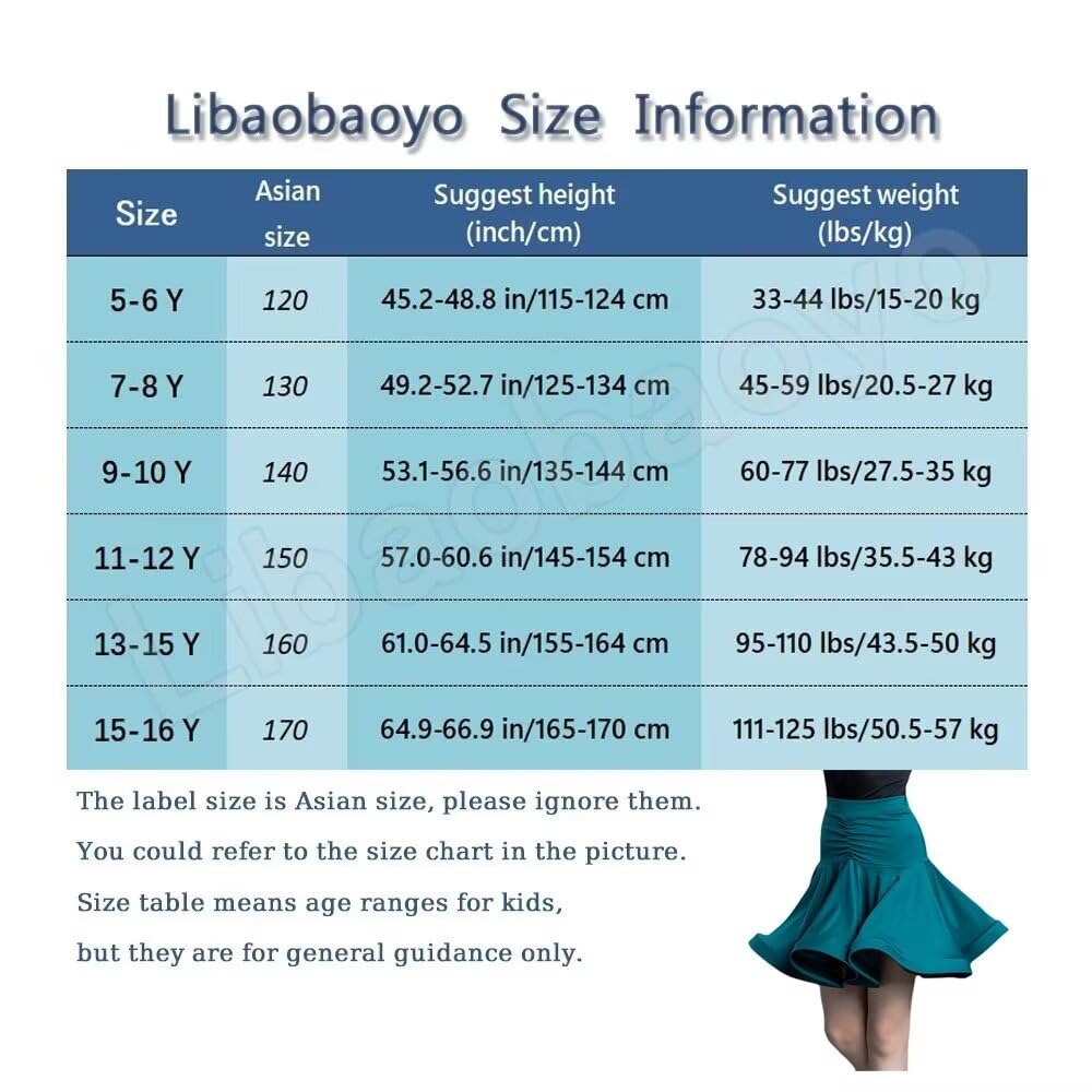 Girls Kids Latin Dance Skirt Ruffle Swing Ballroom Samba Tango Cha-Cha Pracrice Dancewear (as1, Age, 9_Years, 10_Years, Leopard, 9-10 Years)