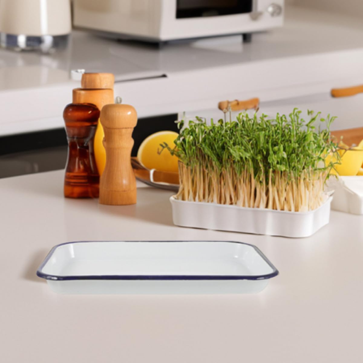 Bandejas Resistentes al Desgaste Antiadherentes Rectangulares para Hornear Esmaltadas 2 Piezas para Hornear y Asar en Cocina