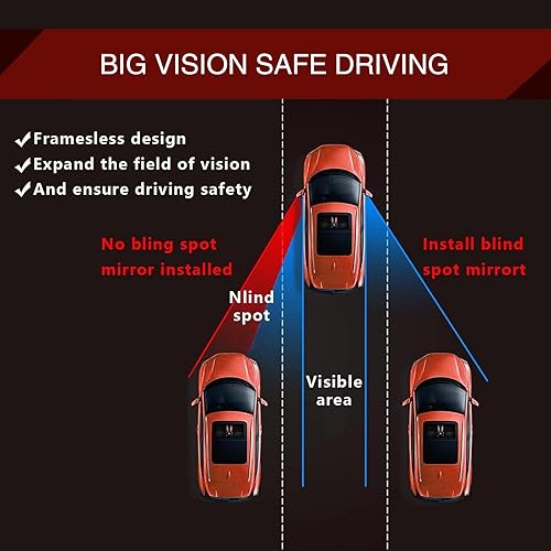 Miniatura 7 de 2 espejos de punto ciego para automóvil, 1.9 pulgadas x 1.9 pulgadas, HD, convexo, de vidrio, sin marco, accesorios con adhesivo 3M, espejo