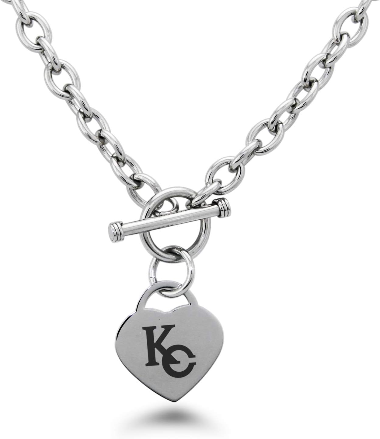 Tioneer Yu-Gi-Oh! KC KaibaCorp Logo Stainless Steel Heart Charm Toggle Bracelet & Necklace