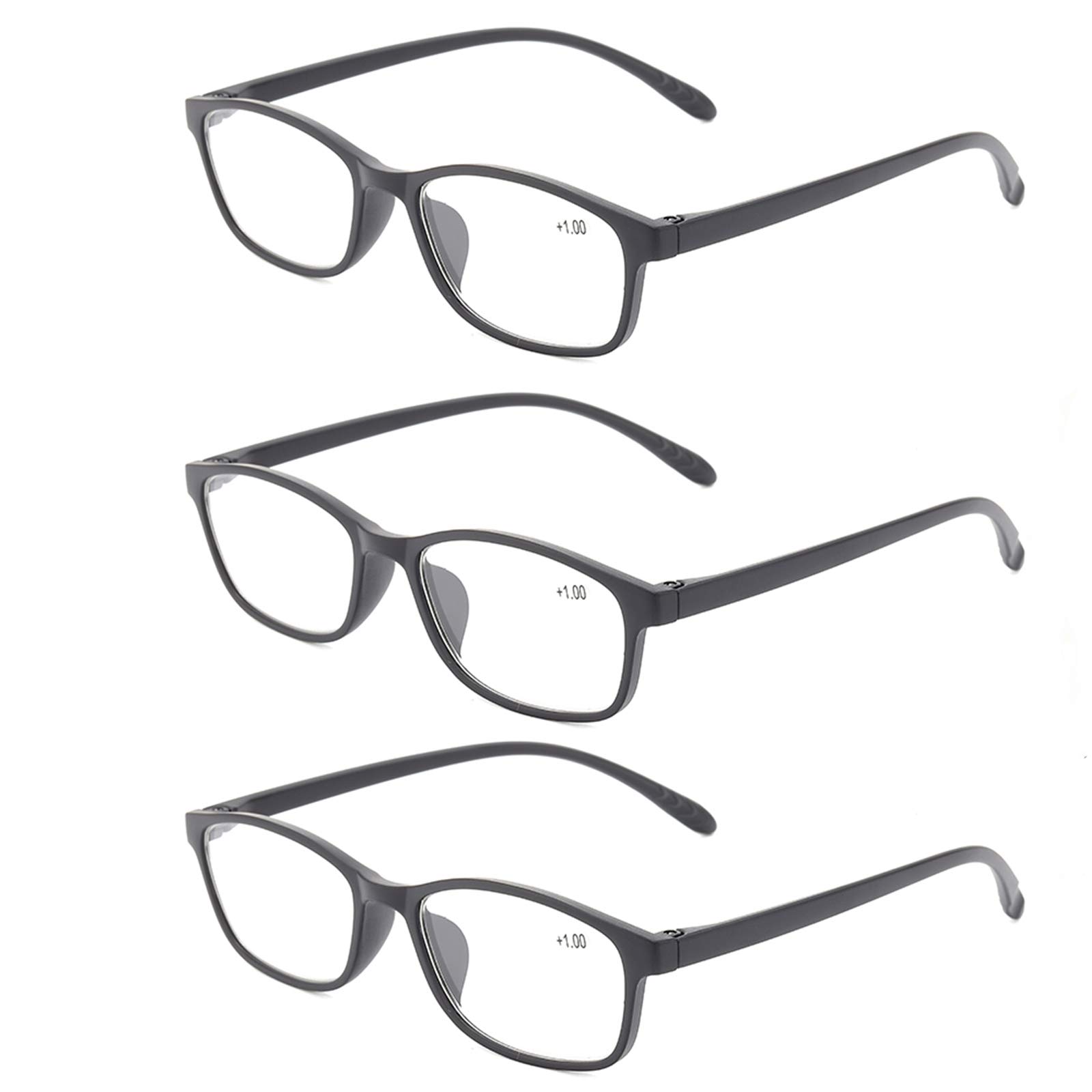 Suertree Anti-Blue Computer Reading Glasses, Blue Light Blocking Glasses Anti Eyestrain Glasses Gaming Eyewear Vision Care Anti Glare Reader for PC Laptop Gamer Pack of 3