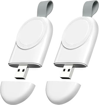 Wireless Charger for Apple Watch 2 Pack, USB Portable Magnetic Fast Charging Travel Car Chargers for iWatch Compatible with Series 10 9 8 7 6 5 4 3 2 1 Ultra 2 Ultra SE 2 SE