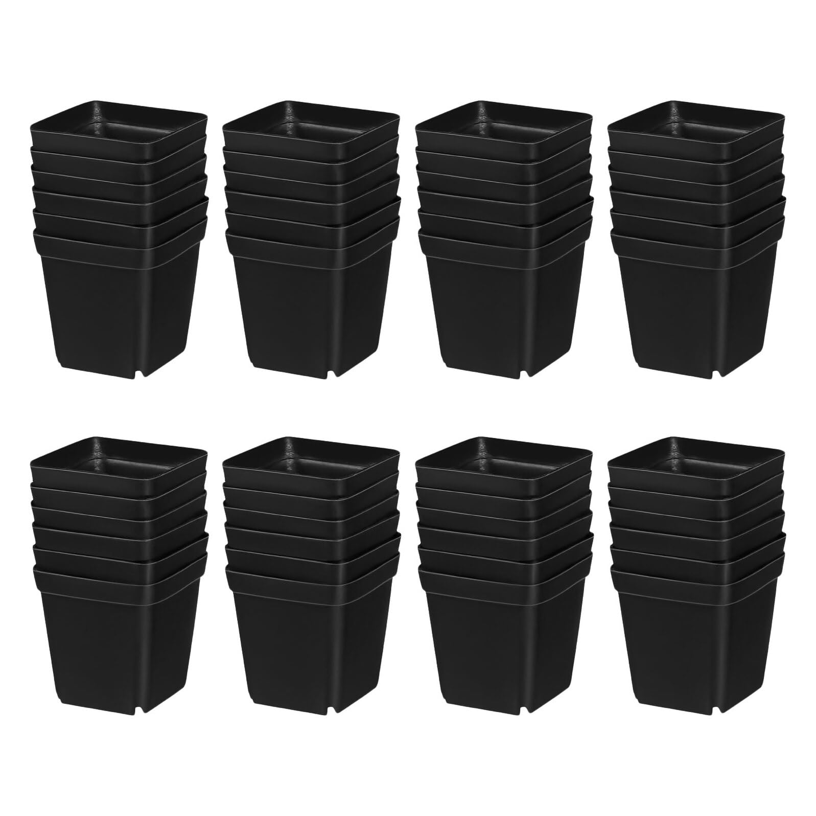 VICASKY Lot de 100 Godets Carrés en Plastique Noir 55 CM Drainage – Pots de Semis Réutilisables pour Plantes D’Intérieur Jardinage de Légumes et Succulentes Jardinières Réutilisable