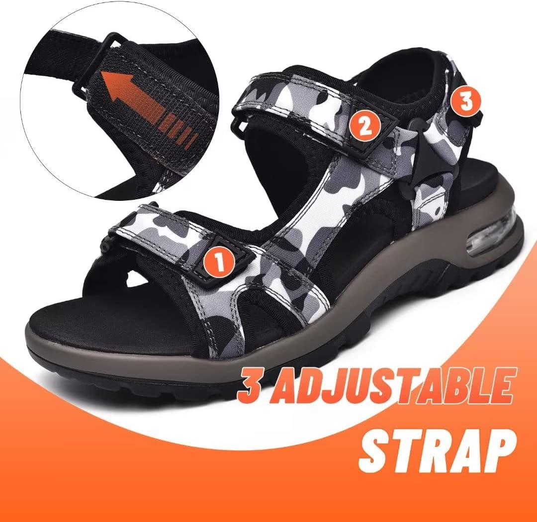visionreast Mens Athletic Sandals Open Toe Hiking Outdoor Non-slip Sandals Air Cushion Sport Casual Beach Sandals
