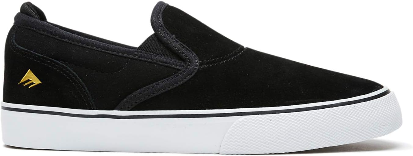 Emerica Boy's Wino G6 Slip-ON Youth Skate Shoe, Black/White/Gold, 12C Medium US Big Kid