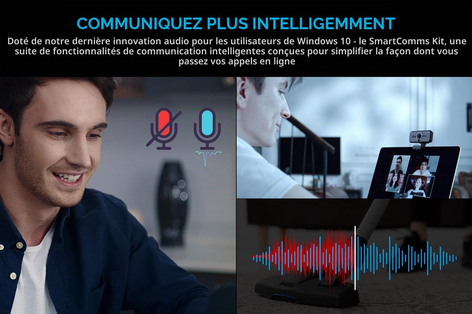 Creative Live! Cam Sync 1080p V2 Webcam USB grand angle avec fonction muet automatique et réduction du bruit pour les appels vidéo, double microphone intégré pour zoom, Skype