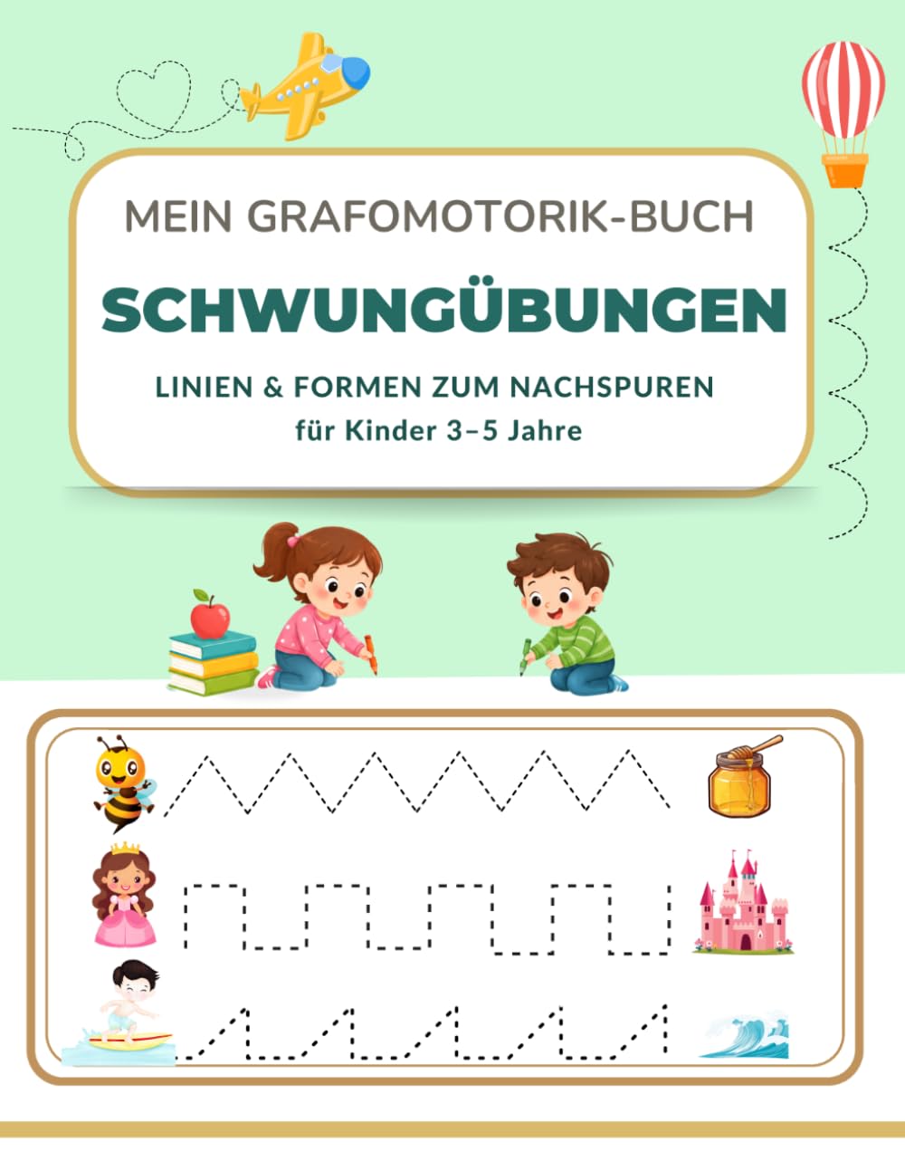 Mein Grafomotorik-Buch: Schwungübungen: Linien & Formen zum Nachspuren für Kinder 3-5 Jahre. Bunte Übungen für die Feinmotorik